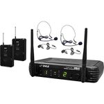 PylePro PDWM3400 Premier Series UHF Microphone System with 2 Body-Pack Transmitters, 2 Headsets and 2 Lavalier Mics