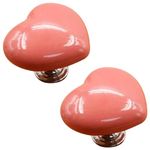 Gsycle 2PCS Toilet Push Button, Love Heart Shaped Toilet Tank Button Universal Toilet Press Button Replacement for Home Bathroom Toilet(Pink)