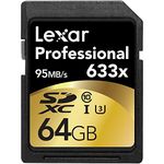 Lexar Professional 633x 64GB SDXC UHS-I/U1 Card (Up to 95MB/s Read) w/Image Rescue 5 Software - LSD64GCB1IN633