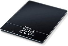 Beurer KS34 Kitchen Scale, for Precise Weighing up to 15 kg, with Tara Weighing Function and Magic LED Display, Black