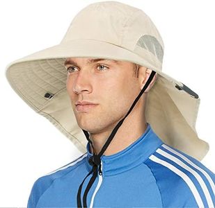 SUN CUBE Wide Brim Sun Hat with Neck Flap, Fishing Hiking for Men Women Safari, Neck Cover for Outdoor Sun Protection UPF50+ | Beige Cream