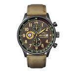 AVI-8 Mens 42mm Hawker Hurricane Classic Chronograph Dark Earth Japanese Quartz Pilot Watch with Leather Strap AV-4011-0E