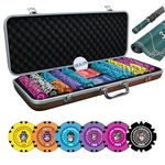 casinokart Poker Chipset with 2 Decks of Playing Cards, Dealer Button |Poker Chipset for Casino (NFT Monkey Luxe, 500 Chips)