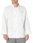 Chef Code Men's 8 Pearl Button Chef Coat, White, Medium