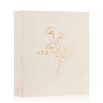 Lanpn Wedding Photo Album 8x10, Each Pack holds 50 Pictures Slip in Pockets Mini Linen Top Loading Wedding Photo Book for Portrait Only 8 x 10 Picture (Flower, Beige)