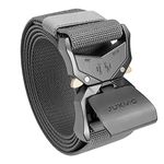 JUKMO Tactical Belt, Military Hiking Rigger 1.5 inches Nylon Web Work Belt with Heavy Duty Quick Release Buckle (Grey, Small)