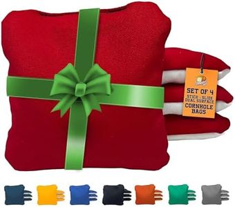 Cornhole365 Stick & Slide Cornhole Bags - Resin Filled, Canvas and Suede, Tournament Bean Bags, Regulation, Slick Shot Bags, Cornhole Bags - Red - Set of 4