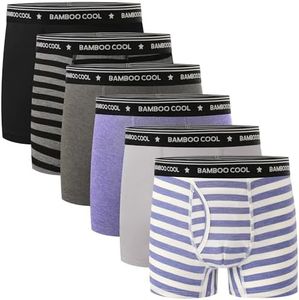 BAMBOO COOL Boys' Underwear Moisture-Wicking Brethable Boxer Briefs Soft Lightweight Tag-Free with Fly Pouch 6-Pack