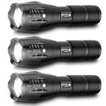 PeakPlus LED Tactical Flashlights High Lumens, Zoomable, 5 Modes Bright LED Flashlights for Emergencies, Camping, Outdoor LED Flash Lights Battery Powered, Handheld Flashlights (3 Pack) LFX1050