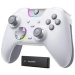 EasySMX X05 Pro Wireless PC Controller, Upgraded Mute Buttons，2-Stage Triggers，Hall Joysticks，1000Hz Polling, Ergonomic Grip, 1000mAh, 2.4G, Multi-Platform Controller for PC/Switch/Android/iOS, White