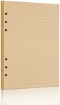 Mafegu A5 Lined Vintage Kraft Paper, Vintage A5 Flipchart Binder Refill Paper,for 6-Ring Binders Planner Traveller Journal Notebook Dairy, 80 Sheets (160 Pages) (Line-Retro-A5)