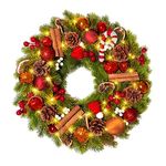 ilikable Christmas Wreath, 16’’ Christmas Wreath with Lights, 40 LEDs Light up Christmas Decoration Garland Wreath, 8 Modes&Timer Function Wreath for Outdoor Indoor Home Front Door Window Xmas Decor