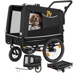 tectake® 2-In-1 Dog Bike Trailer for all Bike Types, Foldable Dog Carrier with Good Ventilation, Rain Cover & Height-Adjustable Push Handle - Ideal Pet Stroller for Small & Medium-Sized Pets - Black