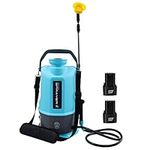 LAWNFUL 1.35 Gallon Battery Powered Sprayer for Long Time Spray, Garden Sprayer & Weed Sprayer with Adjustable Sprayer Wand and Multiple Nozzles (Double Battery)