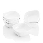 MALACASA Ramekins Set of 6, 170ML Square Porcelain Dipping Bowls Soufflé Dishes for Creme Brulee Sauce Dish Baking Dish for Cake & Pudding & Ice Cream, Oven Safe, Ivory White