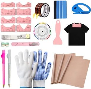 Sublimation & Heat Press Shirts Universal Accessories | 8 Shirt Alignment Guides, 3Pack PTFE Easy-Release Sheets, 2 Rolls High-Temp Tape, Heat Gloves, 2 Marking Pencils for Heat Transfer Vinyl