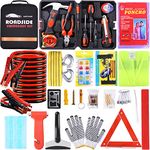 HAIPHAIK Emergency Roadside Car Kit Auto Vehicle Truck Safety Emergency Road Side Assistance Kits Car Emergency Safety Kit with Jumper Cables,Handheld Toolkit,Warning Triangles