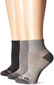 MERRELL Womens And Wool Everyday Half Cushion - Unisex 3 Pair Pack Arch Support Insulated Moisture Wicking Hiking Socks, Charcoal Heather, Small-Medium US