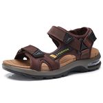 Mens Sports Sandals Adjustable Summer Air Cushion Sole Non-Slip Beach Shoes Exposed Toe Walking Hiking Casual Outdoor Athletic Sandal Comfort Breathable Dark Brown Size 11 UK