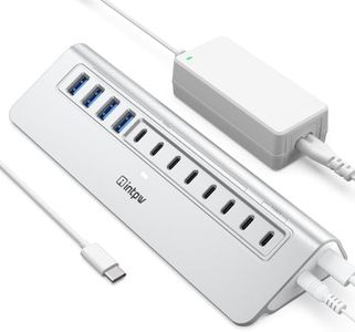 Powered USB Hub 10Gbps, intpw YH12 12-Port USB 3.2/USB C Hub (6 x USB-C 3.2 + 4 x USB-A 3.2 10Gbps +2 x PD 45W Fast Charging Port), 3Ft Cable, Aluminum USB Hub for PC/Laptop/iPhone 17/16/MacBook Neo
