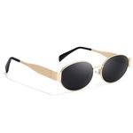 IGNAEF Doups Retro Oval Sunglasses for Women Trendy Designer Sun Glasses Gold Metal Frame Womens Shades CIF3455