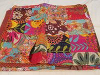 Tribal Asian Textiles Handmade Pure Cotton Bedspread Queen Size Quilt Kantha Stitch Kantha Quilt Indian Bed Cover Reversible Throw Quilt 25