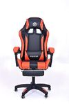 PROSTEP Executive Ergonomic Gaming Chair for Office & Gamers with Premium PU Leather, Adjustable Height with Neck & Lumbar Pillow, Reclining High Back with Foot Rest, Easy Assemble. (Red and Black)