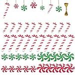 40Pieces Candy Cane Christmas Tree Decorations Red and Green Candy Christmas Tree Hanging Ornaments, 2 Styles Plastic Candy CaneThemed Christmas Tree Ornaments for Xmas Party Christmas Home Decoration