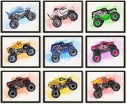 97 Decor Monster Truck Room Decor for Boys - Cars Monster Trucks Bedroom Decorations, Kids Car Wall Art Prints, Vintage Truck Posters, Cartoon Vehicle Pictures for Kids Playroom (8x10 | 20x25cm UNFRAMED)