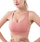 GLAMORAS Women Nylon Spandex Padded Wirefree Back Hook High Impact Work Out Bra With Supportive Racerback Removable Pads Push Up Workout Bra For Gym Yoga Workout Running, Size: M-2Xl, Peach