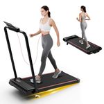 Dskeuzeew Walking Pad treadmill 7% Incline Foldable with Handle Bar, 8KM/H Folding Running Machine Portable Under Desk for Home Office, Compact Mini for Small Spaces, Safety Lock, Remote Control
