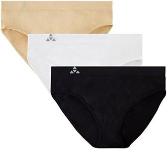 Balanced Tech Women's 3 Pack Classic Seamless Hipster Brief Bikini Panties - Black/White/Nude - X-Large