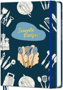LuBudingJoy Recipe Book to Write in Your Own Recipes, Hardcover Blank Cookbook, Customizable A5 Recipe Journal Hold 148 Recipes(Blue Tools)​