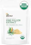 INCAS 100% USDA Organic Pine Pollen Powder (6 Ounces) Non GMO Verified 99% Cracked Cell Wall, WILD HARVESTED, Non-Irradiated, Boosts Energy & Immune Support, No Fillers or Additives