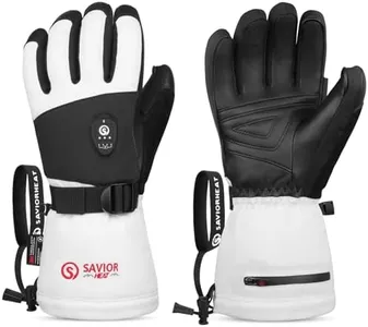 SAVIOR HEAT Heated Ski Gloves 2.0 for Men Women 7.4V 3000mAh Fast Charging Electric Rechargeable Batteries 3M Thinsulate Waterproof Touchscreen Bluetooth App Snowboarding Ice Skating Gloves (M)