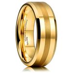 King Will 8mm Gold Women Mens Tungsten Carbide Ring for Men Wedding Band Matte Brushed Polish Finish 10