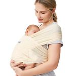 Momcozy Baby Carrier Slings, Summer Cooling Air-Mesh Fabric Baby Carriers Sling for Newborn to Toddler up to 50 lbs, Hands Free Adjustable Easy to Wear Baby Wrap Carrier Slings, Beige