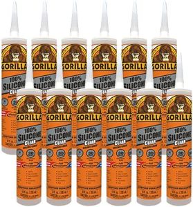 Gorilla Clear 100% Silicone Sealant Caulk, 10 Ounce Cartridge, Clear, (Pack of 12)