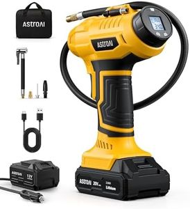 AstroAI Cordless Tire Inflator Air Compressor 20V Rechargeable Battery Powered 160PSI Portable Air Pump with 12V Car Power Adapter Digital Pressure Gauge for Cars Motorcycles (C2)Yellow