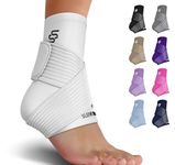 Sleeve Stars Ankle Brace for Sprained Ankle, Plantar Fasciitis Relief Achilles Tendonitis Brace, Ankle Support for Women & Men w/Strap, Heel Protector Wrap for Pain & Compression (Single/White)