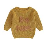 Toddler Infant Baby Girl Knit Sweater Big Sister Little Sister Chunky Knit Pullover Tops Warm Winter Clothes, D-beige Big, 4-5T