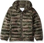 Amazon Essentials Boys' Lightweight Water-Resistant Packable Hooded Puffer Coat, Camo Print, 9 Years