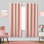 Blush Pink Curtains 63 Inch Length for Bedroom 2 Panels Set Blackout Drapes Boho Grommet Thermal Light Blocking Darkening Pastel Pretty Curtains for Living Room Window Girls Nursery Teen,63 in Long