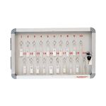 ALKOSIGN Key Cabinet for 20 Key-Chains with Laminated Back and Steel Fitted Hooks | Key Manager, Key Storage, Key Box, Lockable Acrylic Cover, for Industrial Use, Factories, Offices, Hotels.