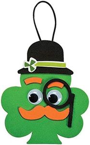 Shamrock with Mustache Ornament Craft Kit - Makes 12 - St. Patricks Day Crafts for Kids and Fun Home Activities