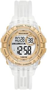 Skechers Silicone Sports Digital Watch for Women, Sunnyglen White, Women's Digital