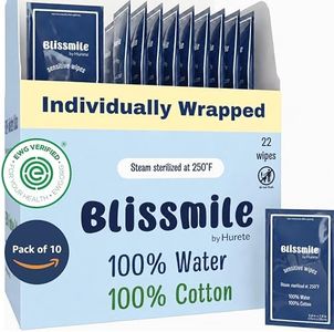 100% Water Only Baby Wipes, Individually Wrapped Wipes, Travel Size, All Natural Water Wipes, 100% Cotton, Hypoallergenic for Sensitive Skin, Unscented, Baby Face & Hand, Newborn Essentials, 200 count