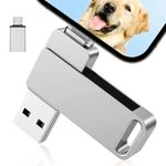 Photo Stick, USB Flash Drive 512GB, iPhone Transfer Photo Stick for iPhone Memory Stick Thumb Drive iPhone Storage Compatible for iPhone/PC/iPad/More Device Silver