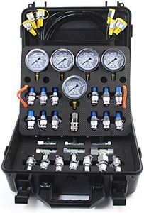 SINOCMP Hydraulic Pressure Test Kit 5 Pressure Gauges 5 Test Hoses 13 Test Couplings 14 Tee connectors Hydraulic Gauge Kit for Excavator Construction Machinery