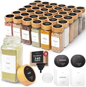 FINESSY Thick Glass Spice Jars With Bamboo lids And Labels, 4oz, 36 Pack